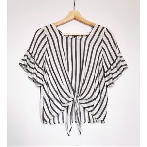 Potter’s Pot boho tie blouse with ruffle sleeves